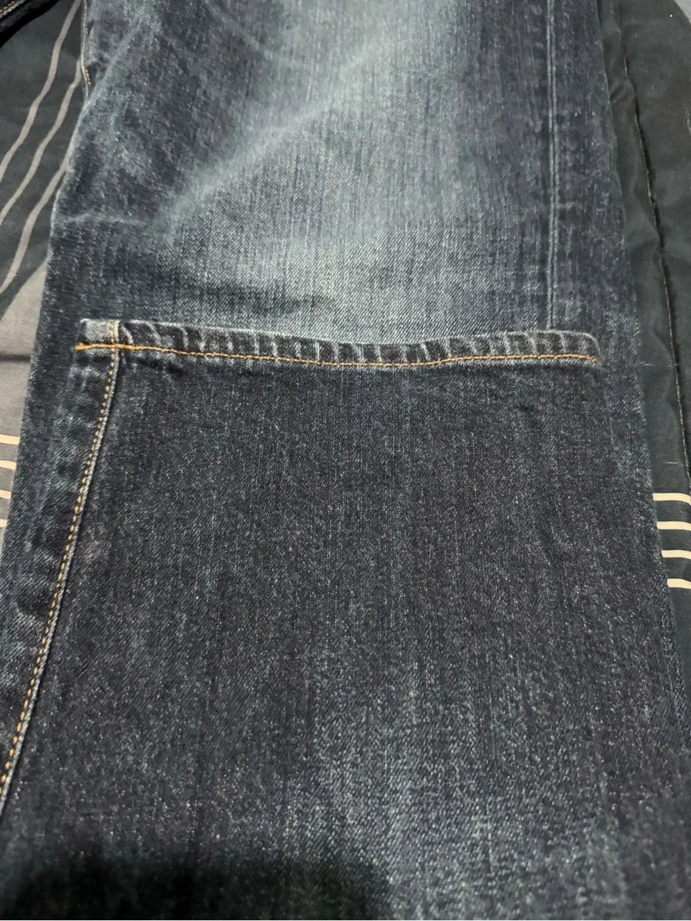 Lucky Brand Men’s Blue Denim Jeans with Brown Leather Patch